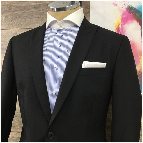 JOHN VARVATOS Mens Blazer Sport Coat Casual Jacket Size 40R Black Wool Suit - Picture 10 of 12